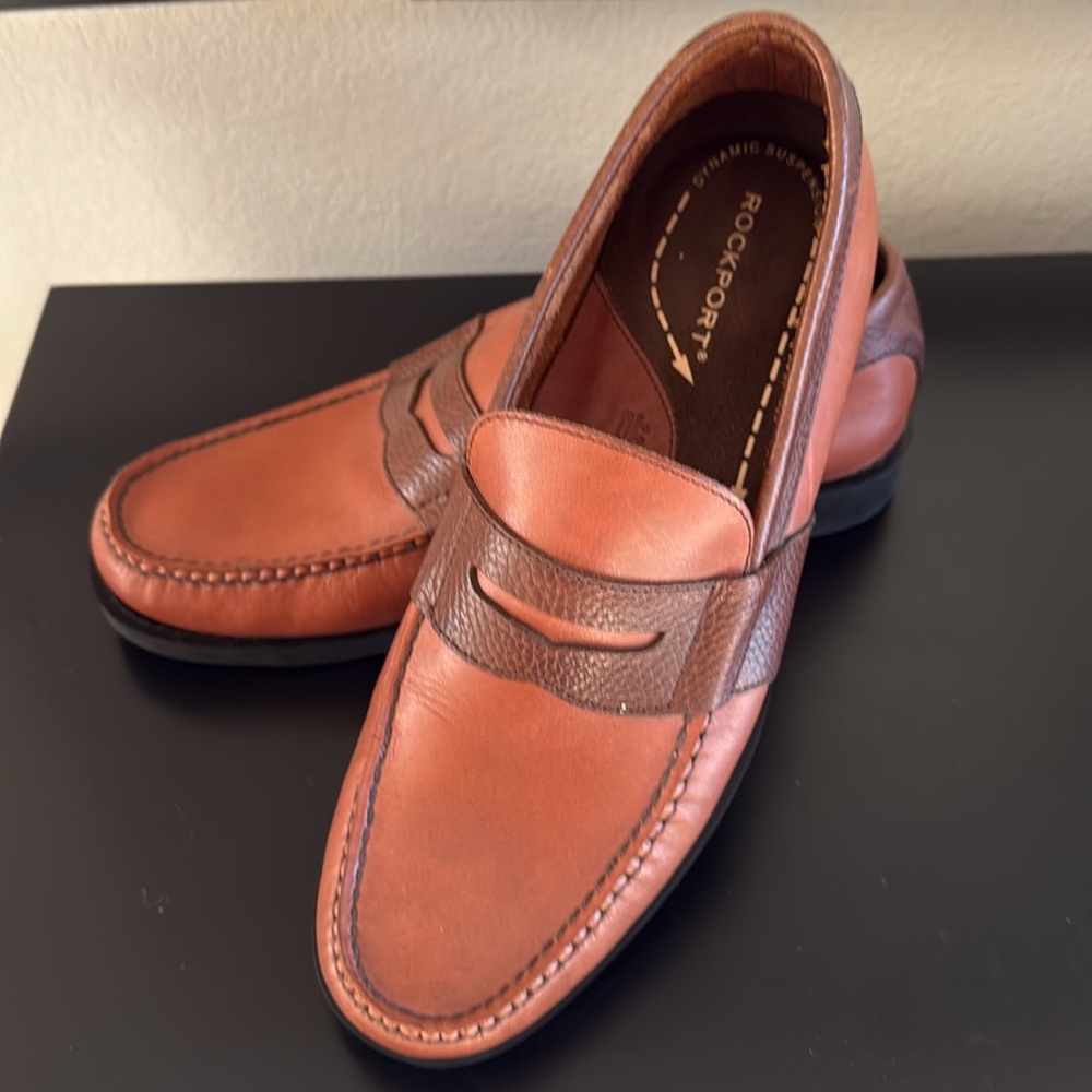 Rockport Two-Tone Brown Leather Penny Loafers